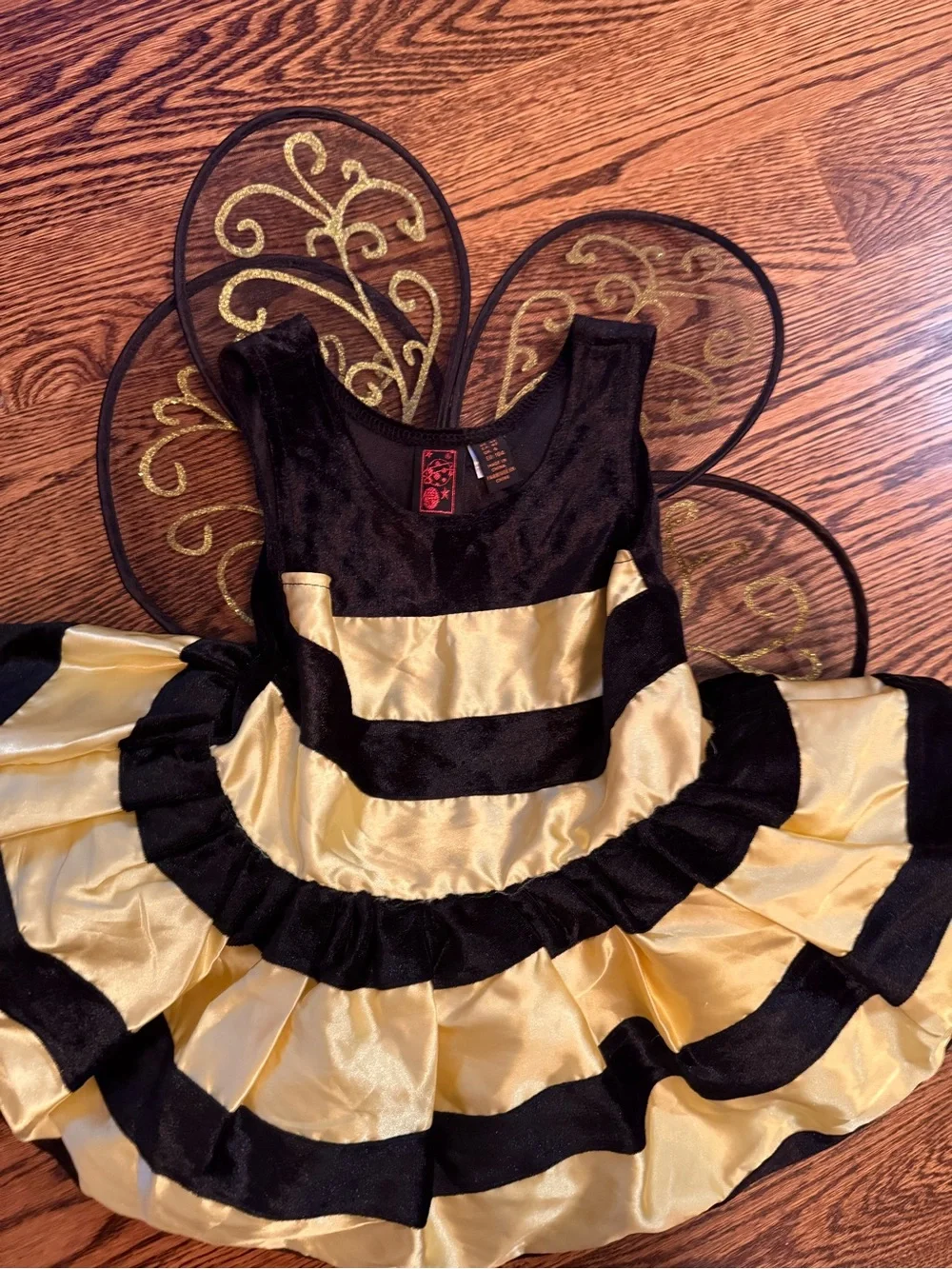 Toddler Striped Bee Costume Dress with Decorative Wings